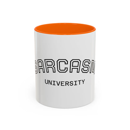 Sarcasm University Accent Coffee Mug — Funny Novelty Tea & Coffee Cup