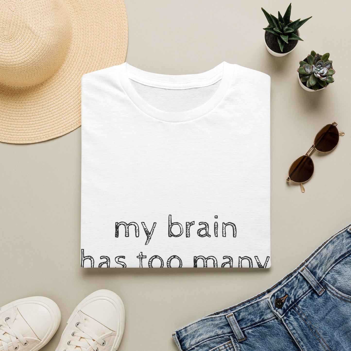 T-Shirt — "my brain has too many notifications" Minimalist Mental Health Graphic Tee